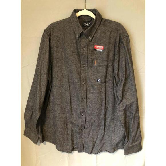 Chaps Performance Flannel Solid Dark Gray Retains Heat/Wicks Moisture NEW sz L - Picture 2 of 10